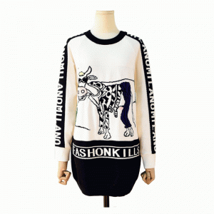 New Arrival Woolen Thick Warm Winter Sweater Computer Knitted Smoking Cow Pullover
