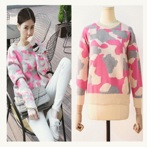 Korean Style Wool Blend Thick Warm Jacquard Pullover Knitwear