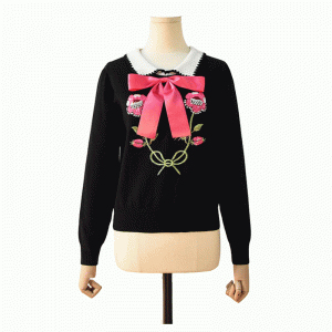 Women's Clothing Custom Flower Embroidery Pullover Sweaters Knitted