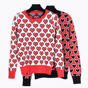 OEM & ODM 100% Cotton hearts jacquard women's knit sweater