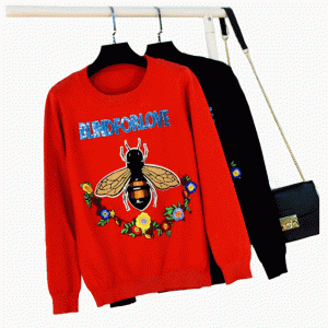 Custom Design Computer Knit Bee Letters and Flower Patchwork Women Pullover sweater
