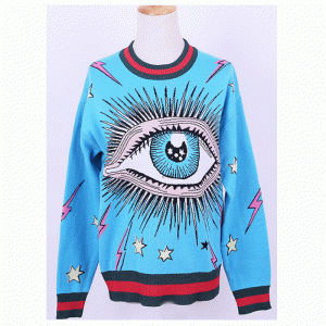 OEM Big Eye Jacquard Ladies' Custom Pullover Sweater 2018
