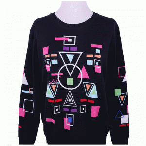 Multi Color Geometric Jacquard Ladies Fancy Sweater 2018