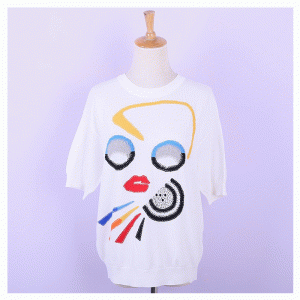 Customized Red Lips Jacquard Summer Thin Knit Sweaters