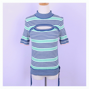 Summer Bodycon Turtleneck Hole Center Ladies Stripe Thin Sweaters