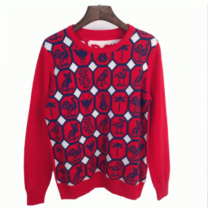 Custom Winter Thick Top Cloth Animals Jacquard Women's Knit Sweater